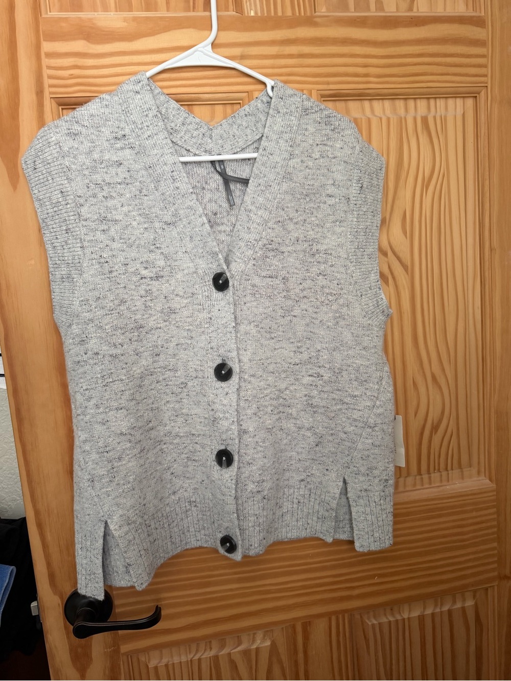 Grey Button-Front Knit Vest Sweater - Women's